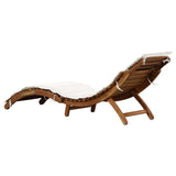 Sun Lounger with Cream Cushions Solid Wood Acacia 363284