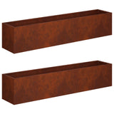 Garden Planter 2 pcs Rusty 80 x 20 x 20 cm Weathering Steel 8005175
