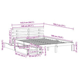 Bed Frame with Drawers without Mattress Wax Brown 140x190 cm 3302024