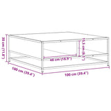 Coffee Table Brown Oak 100x100x30 cm Engineered Wood and Metal 848778