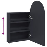 Bathroom Mirror Cabinet with LED Light Arched Grey 42x13x70 cm 357974
