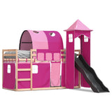 Bunk Bed without Mattress with Slide and Curtains Pink 80x200 cm 3284172