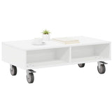 Side Table with Wheels White 90 x 50 x 30 cm Engineered Wood 891016