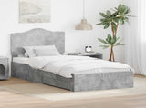 Bed Frame with Drawer Concrete Grey 90 x 200 cm Engineered Wood 3413651