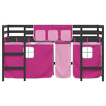 ZNTS Kids' Loft Bed with Curtains without Mattress Pink 90x200cm 3206972