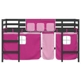 ZNTS Kids' Loft Bed with Curtains without Mattress Pink 90x200cm 3206972