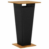 313463 Bar Table Black 60x60x110 cm Poly Rattan and Solid Acacia Wood