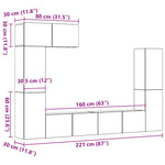 ZNTS 5 Piece TV Cabinet Set Wall-mounted Old Wood Engineered Wood 3329195