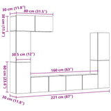 ZNTS 5 Piece TV Cabinet Set Wall-mounted Old Wood Engineered Wood 3329195