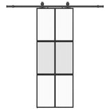 Sliding Door with Hardware Set Black 76x205 cm Tempered Glass 3375883
