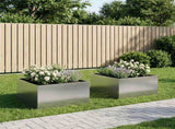 Garden Planter 2 pcs Silver 80 x 80 x 40 cm Galvanised Steel 8005117