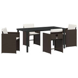 Garden Dining Set with Cushion 5 pcs Brown Poly Rattan 3379986