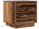 Bedside Cabinet with LED Lights Old Wood 38x34x50 cm 861297