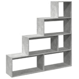 Room Divider Bookcase 4-Tier Concrete Grey 143.5x29x143.5 cm Engineered Wood 857997