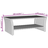 ZNTS Coffee Table Grey 100x50x40 cm Poly Rattan 319391