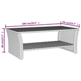 Coffee Table Grey 100x50x40 cm Poly Rattan 319391