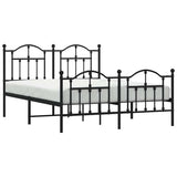 Metal Bed Frame without Mattress with Footboard Black 150x200cm 353459