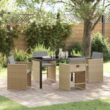 Garden Dining Set with Cushion 5 pcs Beige Poly Rattan 3379997