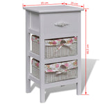 Cabinet with 1 Drawer and 2 Baskets White Paulownia Wood 241542