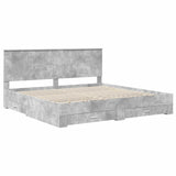 Bed Frame Concrete Grey 200 x 200 cm Engineered Wood 3411267