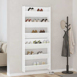 Wall Shoe Cabinets 2 pcs White 80x18x90 cm Engineered Wood 806778