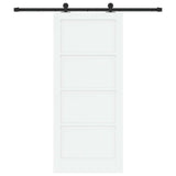 Sliding Door 86 x 198.5 cm Engineered Wood White and Black 3450003