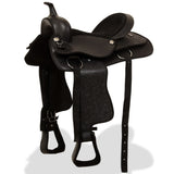 Western Saddle. Headstall&Breast Collar Real Leather 17" Black 91354