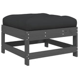 Garden Footstools with Cushions 2pcs Grey Solid Wood Pine 825585