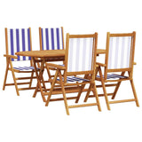 Garden Dining Set 5 pcs Blue and White Solid Acacia Wood 3375752