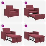 Pull out Sofa Bed Single Wine red 90 x 165 x 87 cm Fabric 42002687