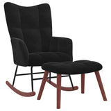 Rocking Chair with Footstool Black Velvet 42022455