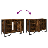 Bathroom Sink Cabinet Smoked Oak 91x35x60 cm Engineered Wood 848666
