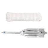 Folding Anchor with Rope Silver 10 kg Hot Dip Galvanized Cast Iron 94279