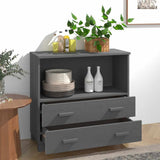 Sideboard "HAMAR" Dark Grey 85x35x80 cm Solid Wood Pine 340498