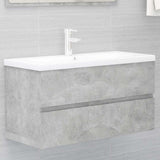 Sink Cabinet with Built-in Basin Concrete Grey Engineered Wood 3071652