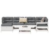 7 Piece Garden Sofa Set White Solid Wood Pine 3250949