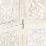 Hand carved 5-Panel Room Divider White 200x165 cm Solid Mango Wood 285331