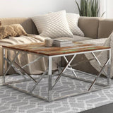 Coffee Table Silver Stainless Steel and Solid Reclaimed Wood 349952