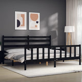 Bed Frame without Mattress Black 200x200 cm Solid Wood Pine 3192060