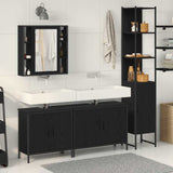 Bathroom Furniture Set with Shelf 4 pcs Black Engineered wood 3334433