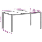 Garden Table with Glass Top White 150x90x75 cm Poly Rattan 368126