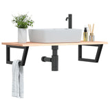Basin Shelf Wall Mounted Steel and Solid Wood Oak 3302603