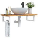 Basin Shelf Wall Mounted Steel and Solid Wood Oak 3302336