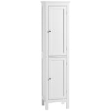 Tall Bathroom Storage Unit, Slim Bathroom Cabinet with Adjustable Shelves and Double Door, White T3398P378067