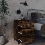 Bed Cabinet with Metal Legs Smoked Oak 40x35x69 cm 813140