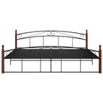 ZNTS Bed Frame without Mattress Black Metal&Solid Oak Wood 200x200 cm 324924