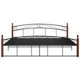 ZNTS Bed Frame without Mattress Black Metal&Solid Oak Wood 200x200 cm 324924