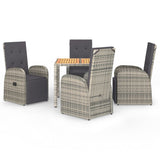 5 Piece Garden Dining Set Grey Poly Rattan&Solid Wood Acacia 3157628