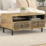 ZNTS Coffee Table 80x54x40 cm Solid Wood Mango 358225