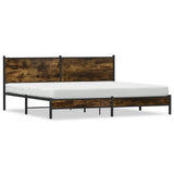 Metal Bed Frame without Mattress Smoked Oak 200x200 cm 3301380